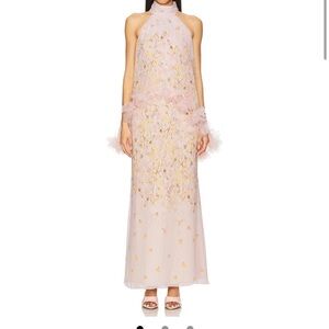 tulsia floral cape maxi dress in pink Tulsia Floral Cape Maxi Dress Gown